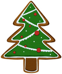 Christmas cookie watercolor style and Clear Background element