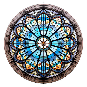 Gothic Stained Glass Window, transparent background, isolated image, generative AI
