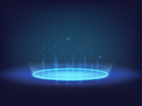 abstract blue portal background with rays