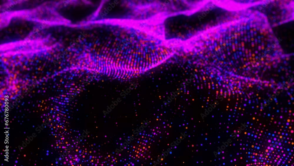 Poster abstract particle waves. computer generated 3d render