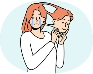 Unhappy trans woman with mask