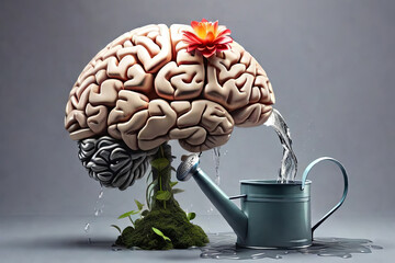 healthy mind a human brain from a flower Mental health concept positivity and creative thinking 