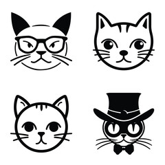 Cats3 Flat Icon Set Isolated On White Background