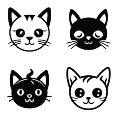 Cats3 Flat Icon Set Isolated On White Background