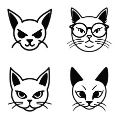 Cats3 Flat Icon Set Isolated On White Background