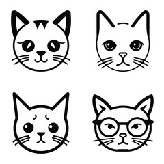 Cats3 Flat Icon Set Isolated On White Background