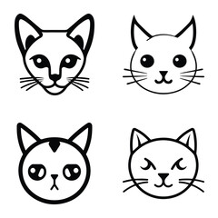 Cats3 Flat Icon Set Isolated On White Background