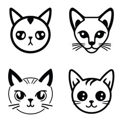 Cats3 Flat Icon Set Isolated On White Background