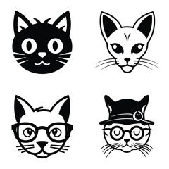 Obraz premium Cats3 Flat Icon Set Isolated On White Background