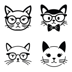 Cats3 Flat Icon Set Isolated On White Background