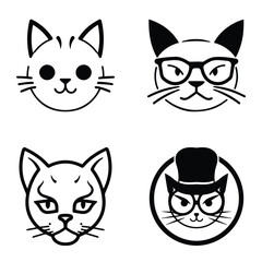 Obraz premium Cats3 Flat Icon Set Isolated On White Background