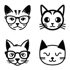 Cats3 Flat Icon Set Isolated On White Background