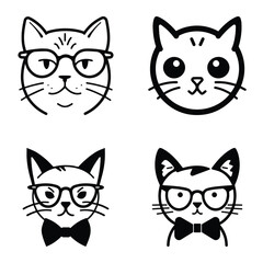 Cats3 Flat Icon Set Isolated On White Background