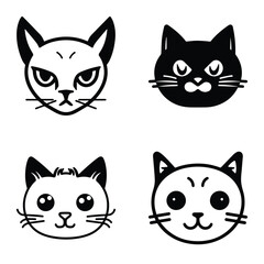 Cats3 Flat Icon Set Isolated On White Background