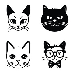 Cats3 Flat Icon Set Isolated On White Background