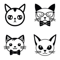 Cats3 Flat Icon Set Isolated On White Background