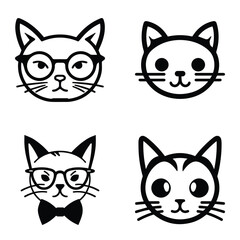 Cats3 Flat Icon Set Isolated On White Background