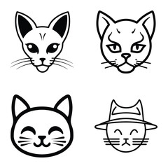 Cats3 Flat Icon Set Isolated On White Background