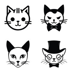 Obraz premium Cats3 Flat Icon Set Isolated On White Background