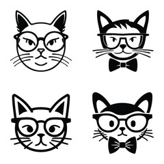 Cats3 Flat Icon Set Isolated On White Background