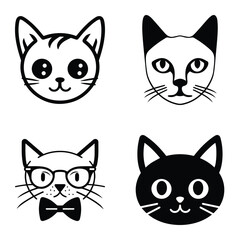 Cats3 Flat Icon Set Isolated On White Background