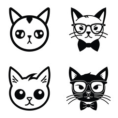 Obraz premium Cats3 Flat Icon Set Isolated On White Background