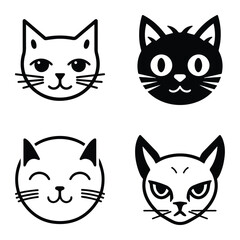 Cats3 Flat Icon Set Isolated On White Background