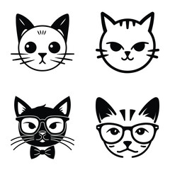 Obraz premium Cats3 Flat Icon Set Isolated On White Background