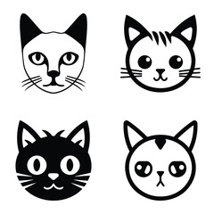 Cats3 Flat Icon Set Isolated On White Background