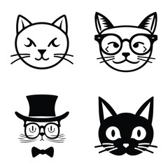 Cats3 Flat Icon Set Isolated On White Background