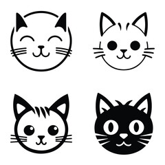 Cats3 Flat Icon Set Isolated On White Background