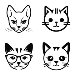 Cats3 Flat Icon Set Isolated On White Background