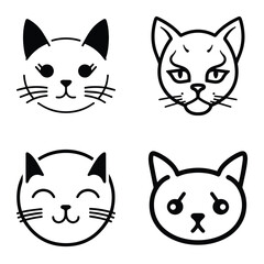 Cats3 Flat Icon Set Isolated On White Background