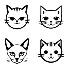 Cats3 Flat Icon Set Isolated On White Background