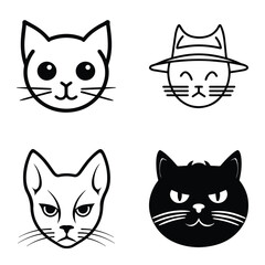 Cats3 Flat Icon Set Isolated On White Background
