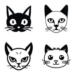 Obraz premium Cats3 Flat Icon Set Isolated On White Background