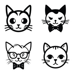 Cats3 Flat Icon Set Isolated On White Background