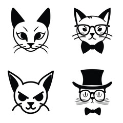 Cats3 Flat Icon Set Isolated On White Background