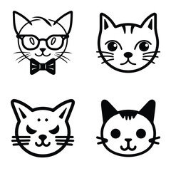 Cats3 Flat Icon Set Isolated On White Background