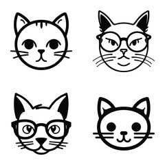 Cats3 Flat Icon Set Isolated On White Background