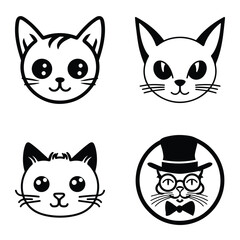 Cats3 Flat Icon Set Isolated On White Background
