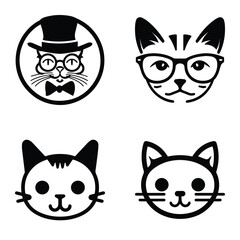 Cats3 Flat Icon Set Isolated On White Background