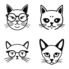 Cats3 Flat Icon Set Isolated On White Background