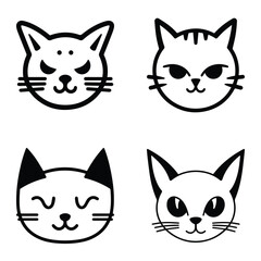 Cats3 Flat Icon Set Isolated On White Background