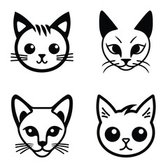 Cats3 Flat Icon Set Isolated On White Background