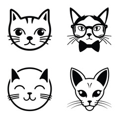 Cats3 Flat Icon Set Isolated On White Background