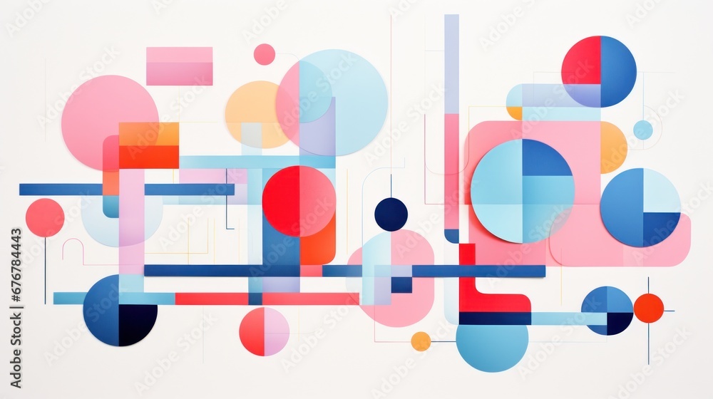 Sticker A colorful abstract painting with circles and shapes, AI