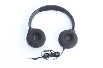 Black Headphones Isolated on white Background. 3d rendering