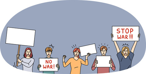 People with No War banners on protest
