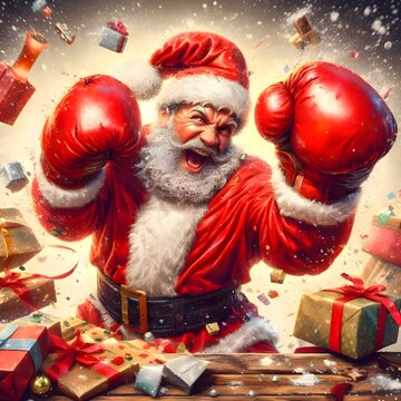 santa claus with christmas gift